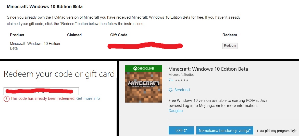 download your free copy of windows 10 edition (for existing owners of minecraft on pc or mac)